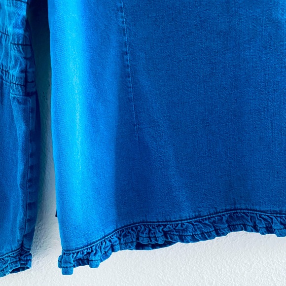 Blondie Ruffle Edge Denim Button- up Blouse/Jacket - Picture 8 of 10